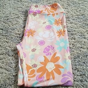 LulaRoe Flower Pattern Stretch Leggings Tall&Curvy